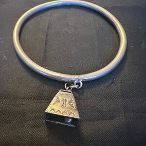 Vintage Navajo Sterling Silver "Mother-in-Law" Bell Bangle Bracelet 11.6g